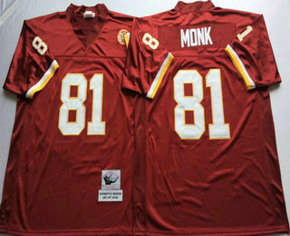 Men's Washington Redskins #81 Art Monk Burgundy Red Throwback Stitched NFL Jersey by Mitchell & Ness