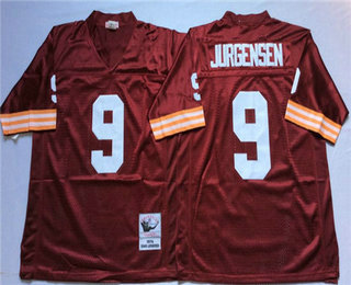 Men's Washington Redskins #9 Sonny Jurgensen Red Mitchell & Ness Throwback Vintage Football Jersey