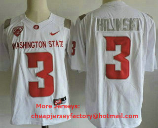 Men's Washington State Cougars #3 Tyler Hilinski White College Football Jersey