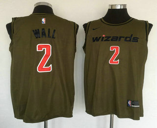 Men's Washington Wizards #2 John Wall Olive Stitched Nike Swingman Jersey
