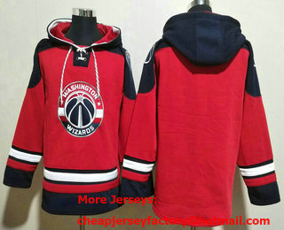 Men's Washington Wizards Blank Red Lace Up Pullover Hoodie
