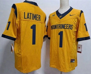 Men's West Virginia Mountaineers #1 Amari Latimer Gold FUSE College Stitched Jersey