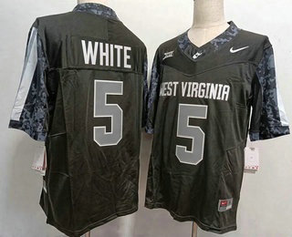 Men's West Virginia Mountaineers #5 Pat White Black FUSE College Stitched Jersey