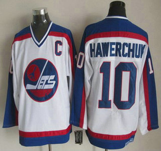 Men's Winnipeg Jets #10 Dale Hawerchuk 1979-80 White CCM Vintage Throwback Jersey