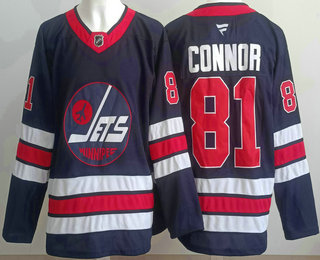 Men's Winnipeg Jets #81 Kyle Connor Navy Authentic Jersey