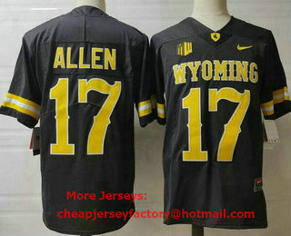 Men's Wyoming Cowboys #17 Josh Allen Black College Jersey