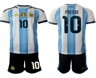 Mens Argentina National Team #10 Lionel Messi Home White 2026 World Cup Soccer Jersey Suit