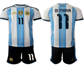 Mens Argentina National Team #11 Angel Di Maria Home White 2026 World Cup Soccer Jersey Suit