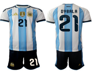 Mens Argentina National Team #21 Paulo Dybala Home White 2026 World Cup Soccer Jersey Suit