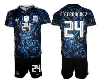 Mens Argentina National Team #24 Enzo Fernandez Black Away 2026 World Cup Soccer Jersey Suit