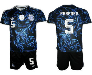 Mens Argentina National Team #5 Leandro Paredes Black Away 2026 World Cup Soccer Jersey Suit