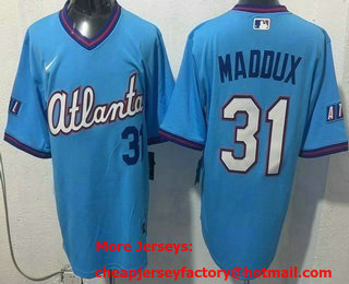 Mens Atlanta Braves #31 Greg Maddux Light Blue 2026 City Connect Stadium Jersey