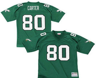 Mens Philadelphia Eagles #80 Cris Carter Midnight Green Throwback Stitched NFL Jersey by Mitchell & Ness