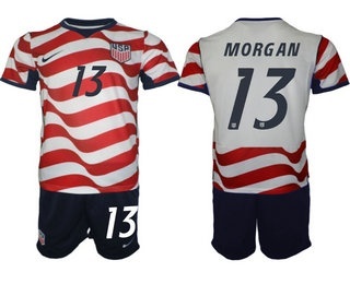 Mens USA National Team #13 Alex Morgan Home White 2026 World Cup Soccer Jersey Suit
