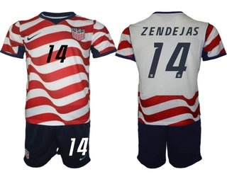 Mens USA National Team #14 Alex Zendejas Home White 2026 World Cup Soccer Jersey Suit