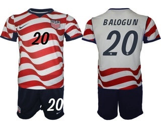 Mens USA National Team #20 Folarin Balogun Home White 2026 World Cup Soccer Jersey Suit