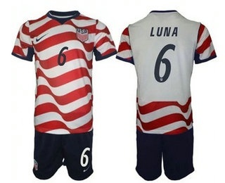 Mens USA National Team #6 Diego Luna Home White 2026 World Cup Soccer Jersey Suit