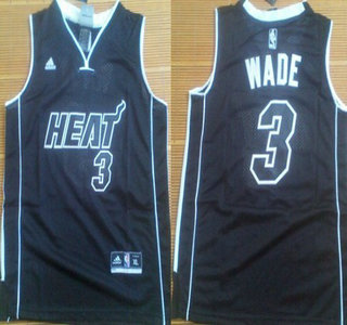 Miami Heat #3 Dwyane Wade All Black With Heat Swingman Kids Jersey