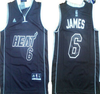 Miami Heat #6 LeBron James All Black With Heat Swingman Kids Jersey