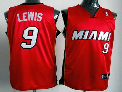Miami Heat 9 Rashard Lewis Red Authentic Jersey