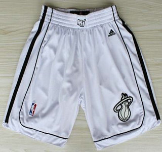 Miami Heat White Revolution 30 Basketball Shorts Silver Logo