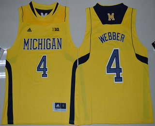 Michigan Wolverines #4 Chirs Webber Yellow Big 10 Patch Jersey
