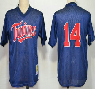 Minnesota Twins #14 Kent Hrbek Mesh Batting Practice Navy Blue Throwback Jersey