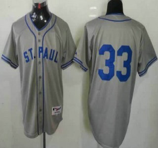 Minnesota Twins #33 Justin Morneau 1948 St. Paul Gray Jersey