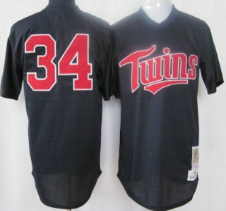 Minnesota Twins #34 PUCKETT Navy Blue Throwback Jersey