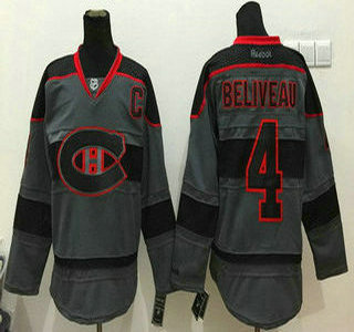 Montreal Canadiens #4 Jean Beliveau Charcoal Gray Jersey