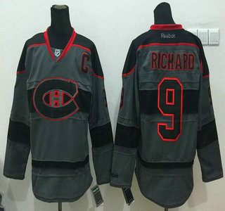 Montreal Canadiens #9 Maurice Richard Charcoal Gray Jersey