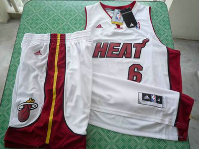 Miami Heat 6 LeBron James white swingman Basketball Suit