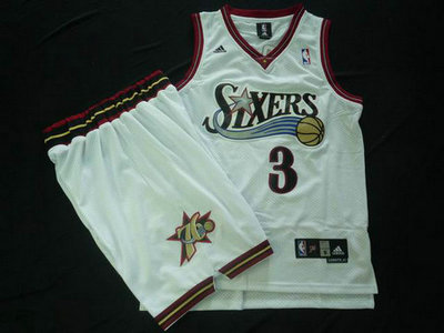 Philadelphia 76ers 3 A.Iverson white color Swingman Basketball Suit  