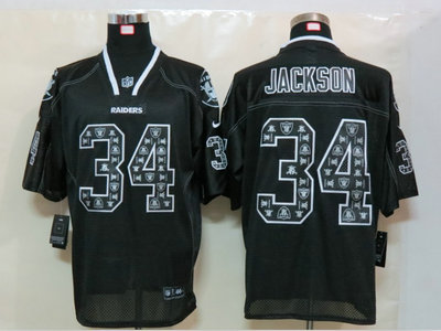 Nike Okaland Raiders 34 Bo Jackson Lights Out Black Elite Jerseys
