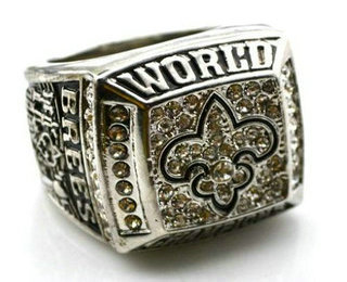 NFL New Orleans Saints Drew Brees MVP World Champions Silver Ring