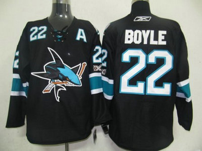 NHL San Jose Sharks 22 Boyle Black Jerseys