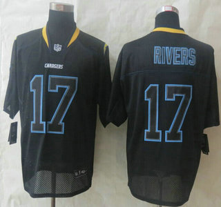 Nike San Diego Chargers #17 Philip Rivers Lights Out Black Elite Jersey