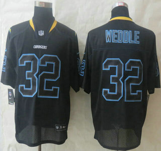 Nike San Diego Chargers #32 Eric Weddle Lights Out Black Elite Jersey