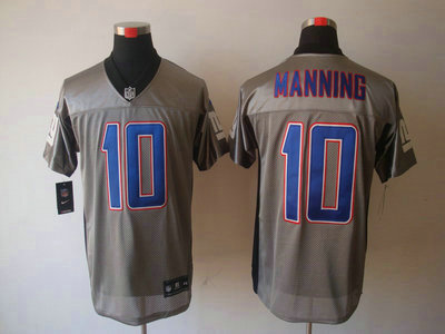Nike New York Giants 10 Eli Manning Grey Shadow Elite Jersey