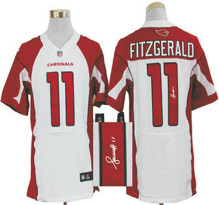 Nike Arizona Cardinals #11 Larry Fitzgerald White Elite Signed Jersey