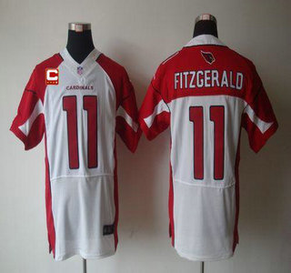 Nike Arizona Cardinals #11 Larry Fitzgerald With C patch White NFL Elite Jersey
