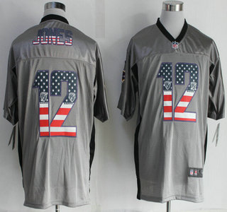 Nike Baltimore Ravens #12 Jacoby Jones 2014 USA Flag Fashion Gray Elite Jersey