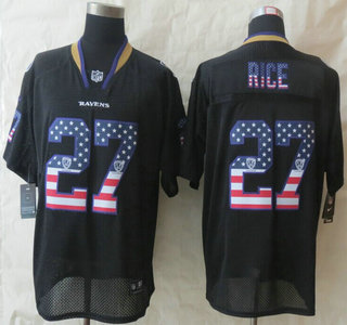 Nike Baltimore Ravens #27 Ray Rice 2014 USA Flag Fashion Black Elite Jersey