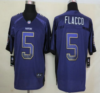 Nike Baltimore Ravens #5 Joe Flacco Drift Fashion Purple Elite Jersey