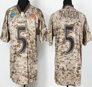 Nike Baltimore Ravens #5 Joe Flacco Salute to Service Digital Camo Elite Jersey