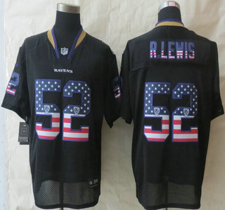 Nike Baltimore Ravens #52 Ray Lewis 2014 USA Flag Fashion Black Elite Jersey