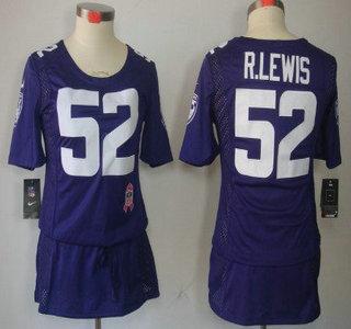 Nike Baltimore Ravens #52 Ray Lewis Breast Cancer Awareness Purple Womens Jersey