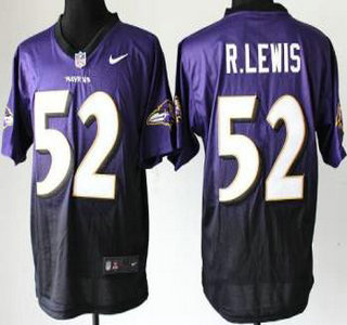Nike Baltimore Ravens #52 Ray Lewis Drift Fashion II Purple With Black 2013 Elite Jersey