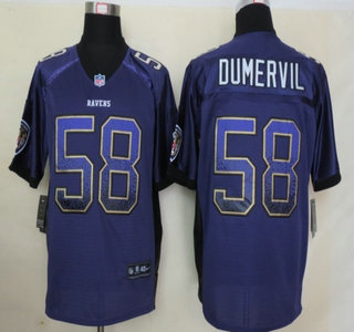 Nike Baltimore Ravens #58 Elvis Dumervil Drift Fashion Purple Elite Jersey