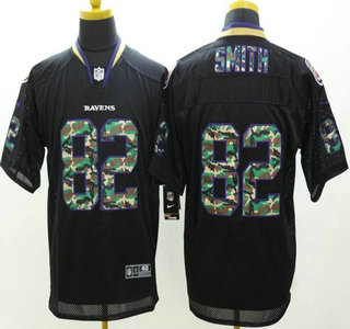 Nike Baltimore Ravens #82 Torrey Smith Black With Camo Elite Jersey